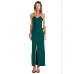 Assali Gem Green The Squint Strapless Structured‎ High Slit Formal Maxi Dress XS